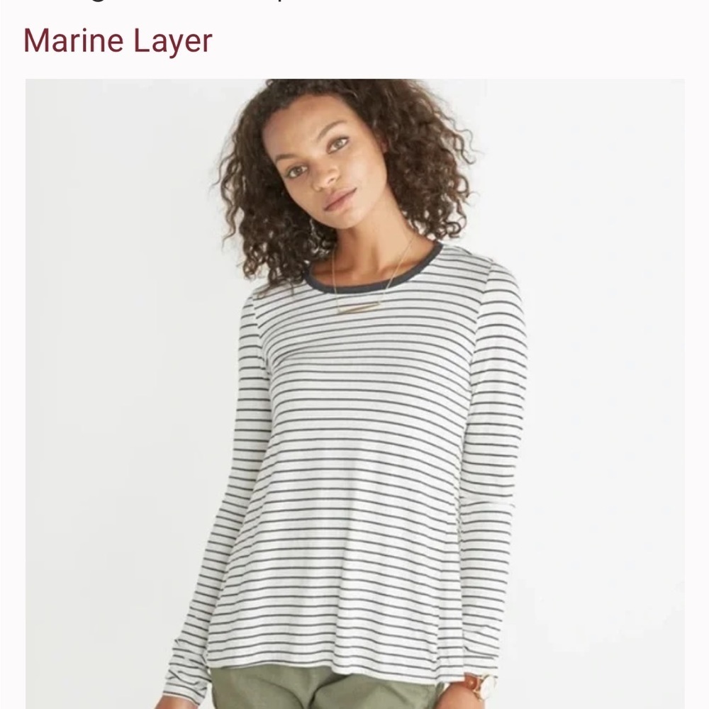 Marine layer • black & white striped long sleeve top with tulip back